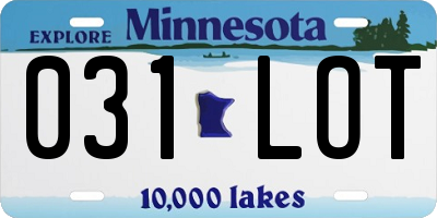 MN license plate 031LOT