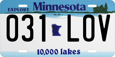 MN license plate 031LOV