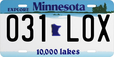 MN license plate 031LOX