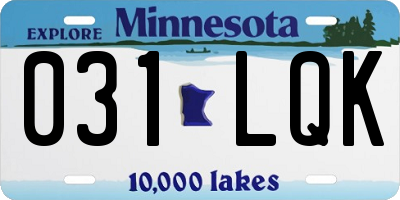 MN license plate 031LQK