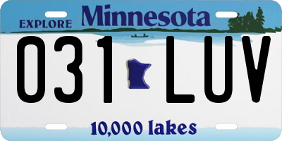 MN license plate 031LUV