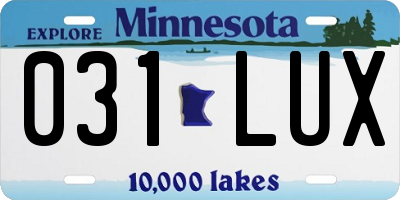 MN license plate 031LUX