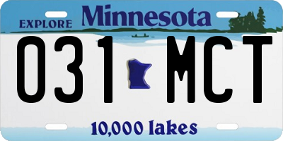 MN license plate 031MCT