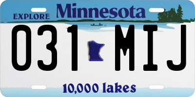 MN license plate 031MIJ