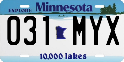 MN license plate 031MYX