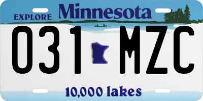 MN license plate 031MZC