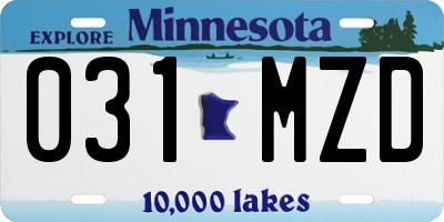 MN license plate 031MZD