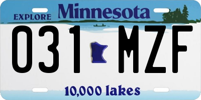 MN license plate 031MZF