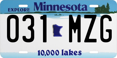 MN license plate 031MZG