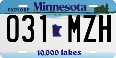 MN license plate 031MZH