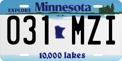 MN license plate 031MZI