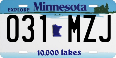 MN license plate 031MZJ