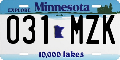 MN license plate 031MZK