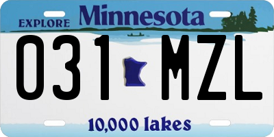 MN license plate 031MZL
