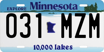 MN license plate 031MZM