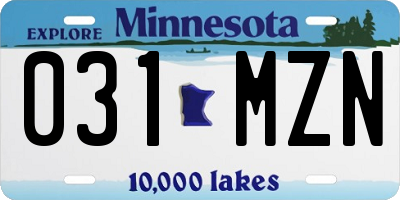 MN license plate 031MZN
