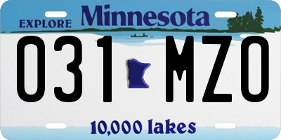 MN license plate 031MZO