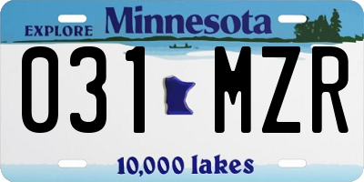 MN license plate 031MZR