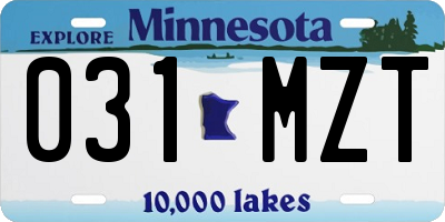 MN license plate 031MZT