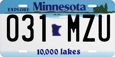 MN license plate 031MZU