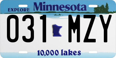 MN license plate 031MZY