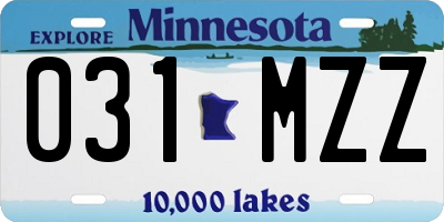 MN license plate 031MZZ