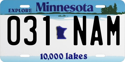 MN license plate 031NAM