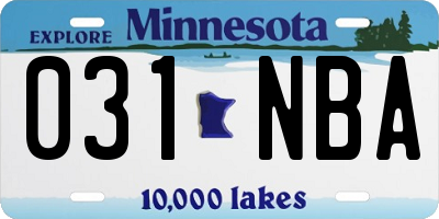 MN license plate 031NBA