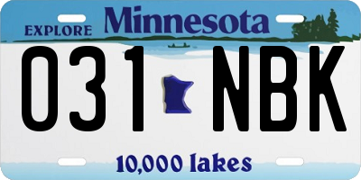 MN license plate 031NBK