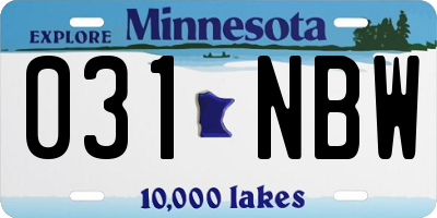MN license plate 031NBW