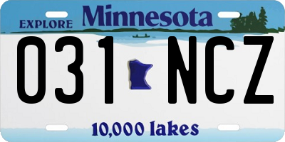 MN license plate 031NCZ