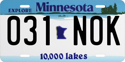 MN license plate 031NOK