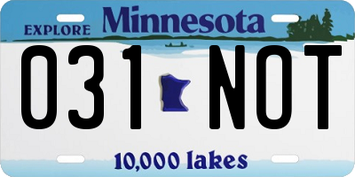 MN license plate 031NOT
