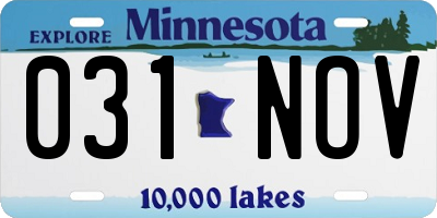 MN license plate 031NOV