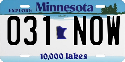 MN license plate 031NOW