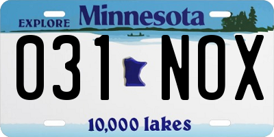 MN license plate 031NOX