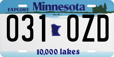 MN license plate 031OZD