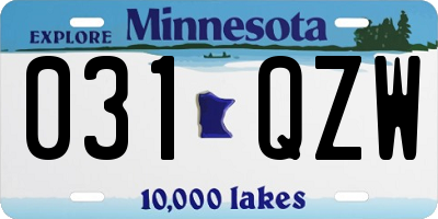 MN license plate 031QZW