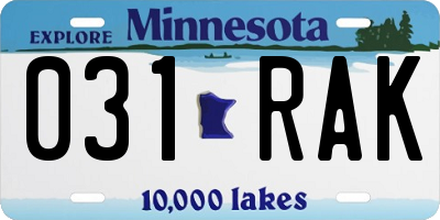 MN license plate 031RAK