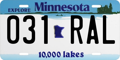 MN license plate 031RAL