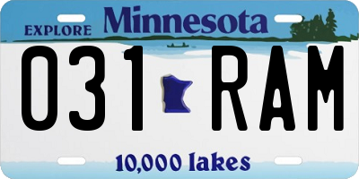 MN license plate 031RAM