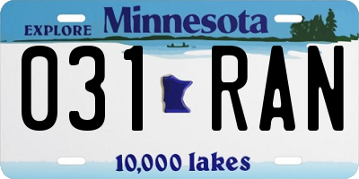 MN license plate 031RAN