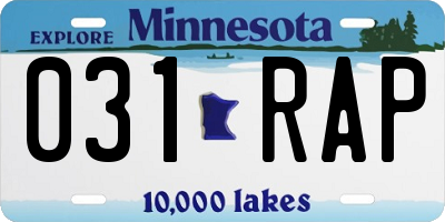MN license plate 031RAP