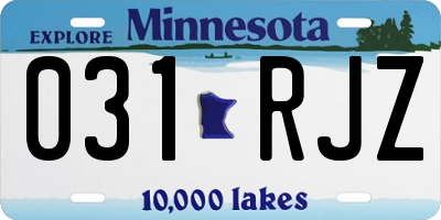 MN license plate 031RJZ