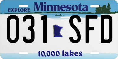 MN license plate 031SFD