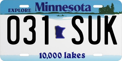 MN license plate 031SUK