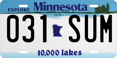 MN license plate 031SUM