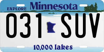 MN license plate 031SUV