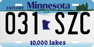 MN license plate 031SZC