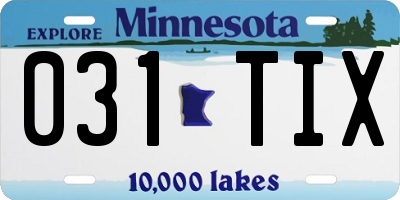 MN license plate 031TIX